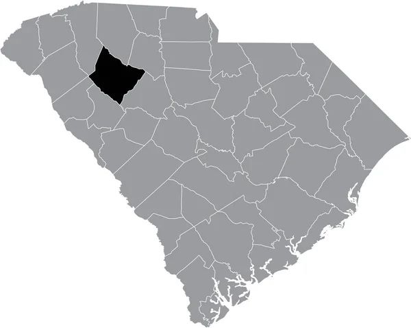 サウスカロライナ州連邦政府の灰色の行政地図の中にあるローレンス郡の黒いハイライトされた位置図 — ストックベクタ