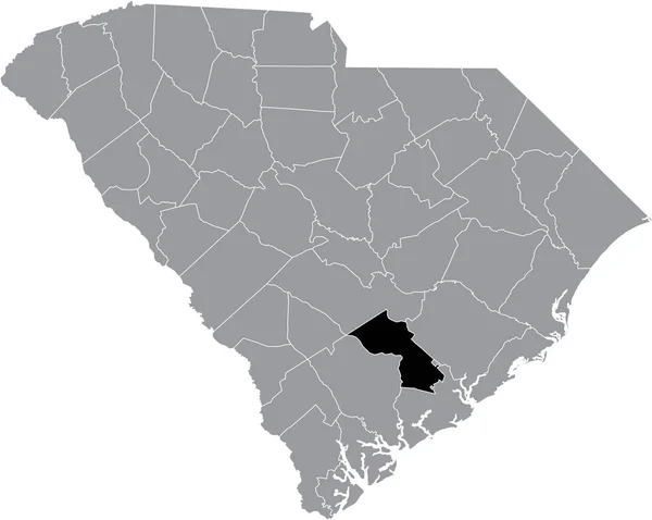 アメリカ合衆国サウスカロライナ州の灰色の行政地図の中でドーチェスター郡のブラックハイライトされた位置図 — ストックベクタ