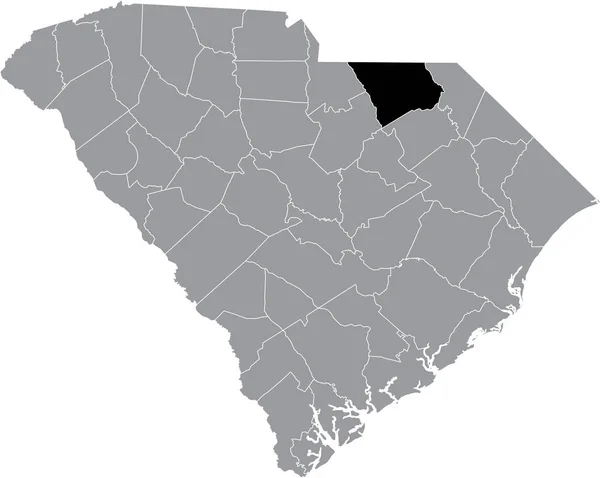 アメリカ合衆国サウスカロライナ州の灰色の行政地図の中にあるチェスターフィールド郡の黒いハイライトされた位置図 — ストックベクタ