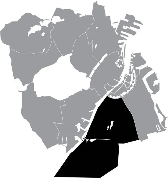 Mapa Localização Preto Distrito Amager Vest Dentro Distritos Urbanos Cinzentos — Vetor de Stock