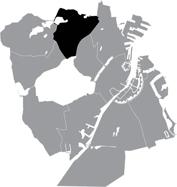 Mapa Localização Preto Distrito Bispebjerg Dentro Distritos Urbanos Cinzentos Mapa — Vetor de Stock