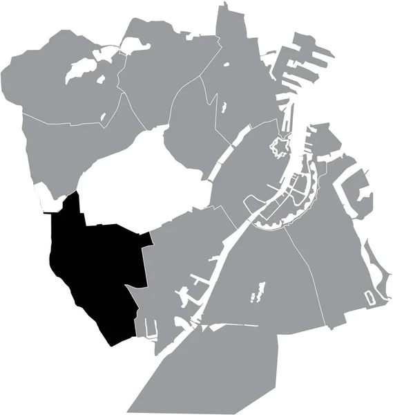 Černá Mapa Lokality Valby District Šedých Městských Částech Mapy Dánského — Stockový vektor