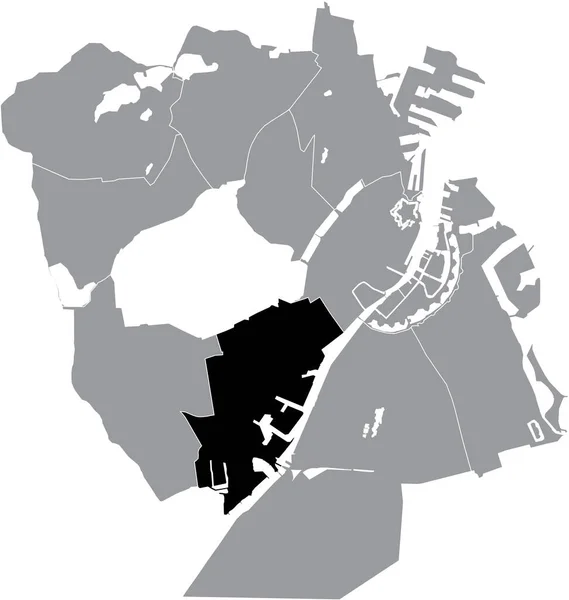 Mappa Della Posizione Nera Del Distretto Vesterbro Kongens Enghave All — Vettoriale Stock