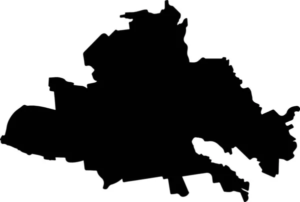 Einfache Vektor Schwarze Verwaltungskarte Der Ukrainischen Regionalhauptstadt Donezk Ukraine — Stockvektor