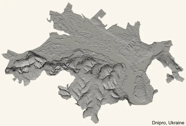 Topographische Reliefkarte Der Stadt Dnipro Dnepropetrowsk Ukraine Mit Schwarzen Höhenlinien — Stockvektor