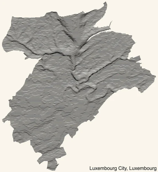 Topografische Reliefkarte Der Stadt Luxemburg Stadt Luxemburg Mit Schwarzen Höhenlinien — Stockvektor