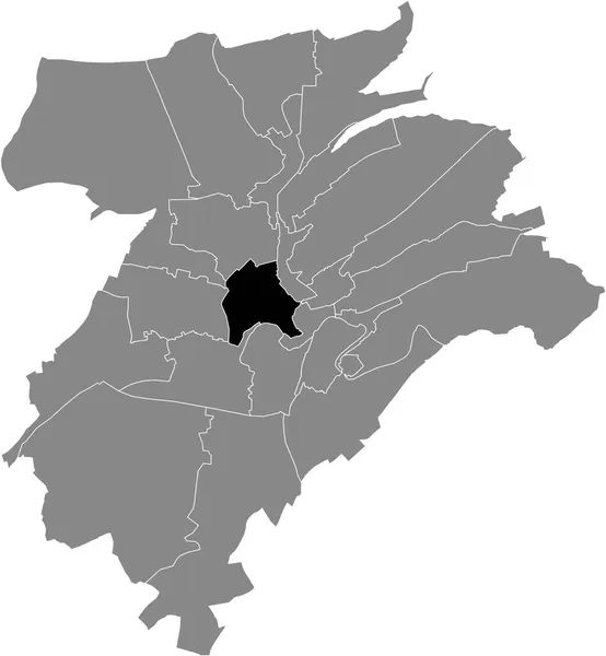 Mappa Nera Del Quartiere Ville Haute All Interno Dei Distretti — Vettoriale Stock