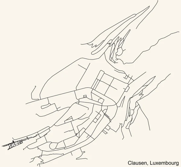 Podrobná Navigace Městské Ulice Mapa Vinobraní Béžové Pozadí Okresu Clausen — Stockový vektor