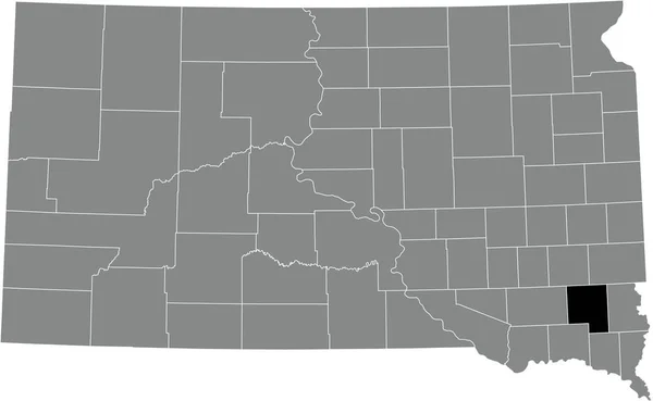 Mappa Dettagliata Nera Della Contea Turner All Interno Della Mappa — Vettoriale Stock