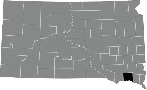 Mappa Dettagliata Nera Della Contea Yankton All Interno Della Mappa — Vettoriale Stock