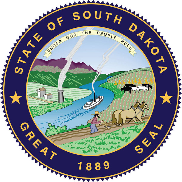 Official current vector great seal of the Federal State of South Dakota, USA