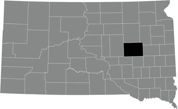 Preto Destaque Mapa Localização Condado Beadle Dentro Cinza Mapa Administrativo — Vetor de Stock