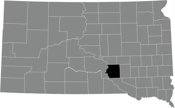 Black Podkreślił Mapę Lokalizacji Brule County Wewnątrz Szarej Mapy Administracyjnej — Wektor stockowy