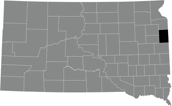 Black Podkreślił Mapę Lokalizacji Deuel County Wewnątrz Szarej Mapy Administracyjnej — Wektor stockowy