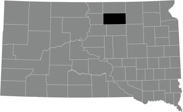 美国南达科他州灰度行政地图内的埃德蒙德县地图 — 图库矢量图片