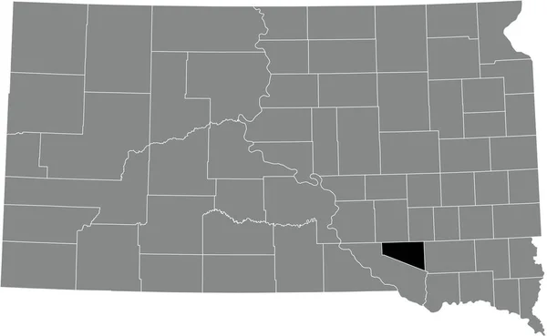 美国南达科他州灰度行政地图内道格拉斯县的黑点位置图 — 图库矢量图片