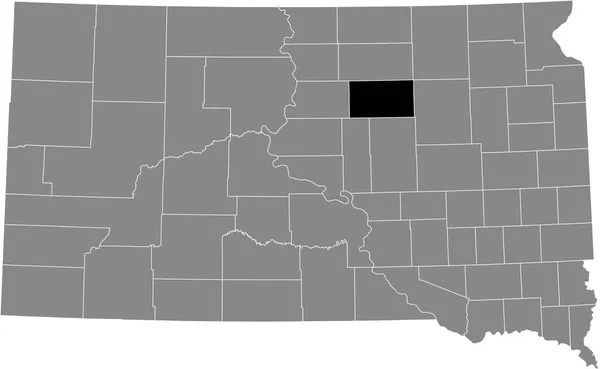 アメリカ合衆国サウスダコタ州の灰色の行政地図の中でフォーク郡のブラックハイライトされた位置図 — ストックベクタ