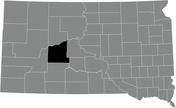 Abd Nin Güney Dakota Eyaletinin Gri Idari Haritasında Haakon Lçesinin — Stok Vektör