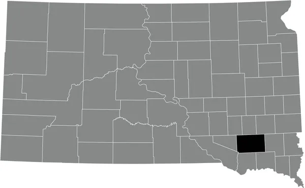 アメリカ合衆国サウスダコタ州の灰色の行政地図の中にあるハッチンソン郡の黒いハイライトされた位置図 — ストックベクタ