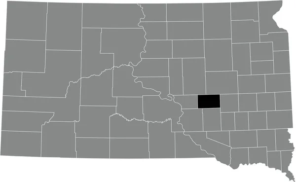 美国南达科他州灰度行政地图内杰拉尔德县的黑色醒目位置图 — 图库矢量图片