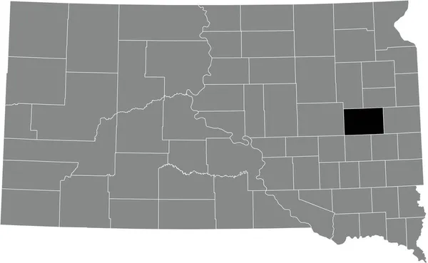 Schwarz Hervorgehobene Lagekarte Des Kingsbury County Innerhalb Der Grauen Verwaltungskarte — Stockvektor