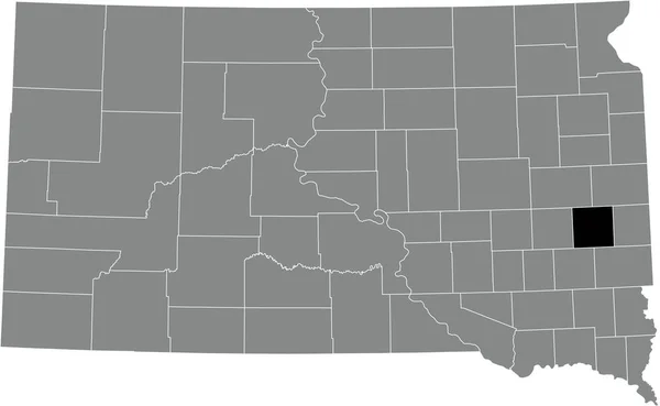 美国南达科他州灰色行政地图内湖县的黑色醒目位置图 — 图库矢量图片