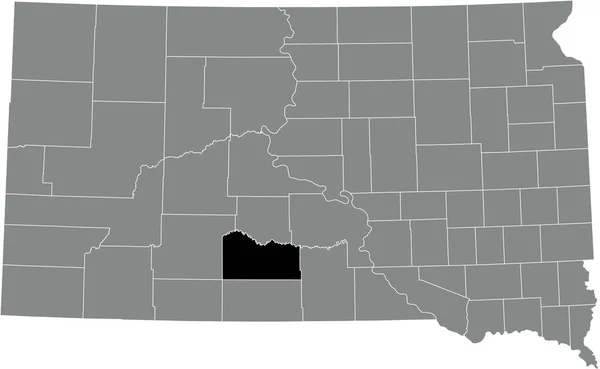 Preto Destaque Mapa Localização Condado Mellette Dentro Cinza Mapa Administrativo —  Vetores de Stock