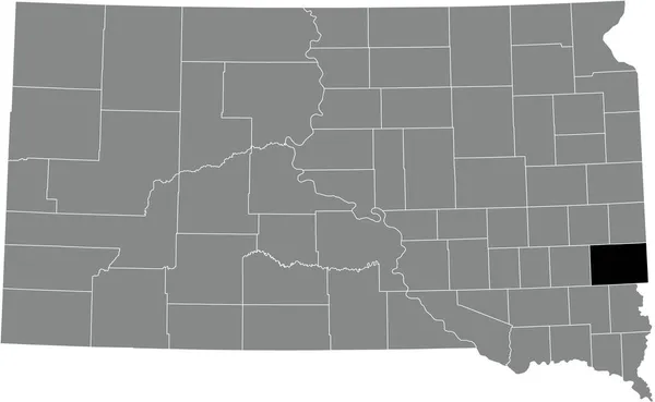 Zwart Gemarkeerde Kaart Van Locatie Van Minnehaha County Binnen Grijze — Stockvector