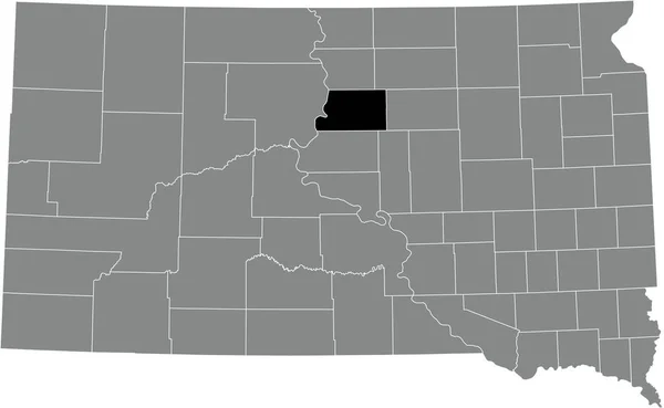美国南达科他州灰度行政地图内波特县的黑点位置图 — 图库矢量图片