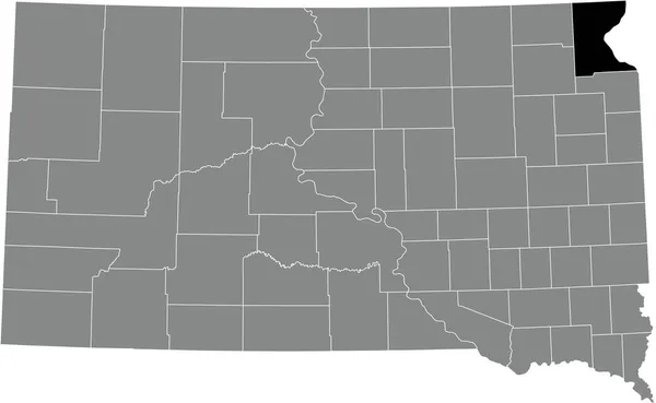 Preto Destaque Mapa Localização Condado Roberts Dentro Cinza Mapa Administrativo — Vetor de Stock