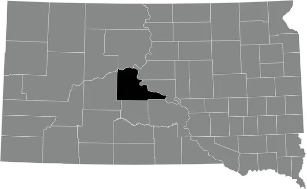 美国南达科他州灰度行政地图内斯坦利县的黑色醒目位置图 — 图库矢量图片