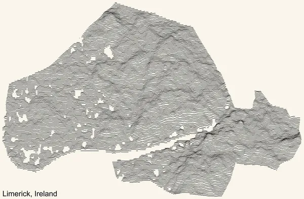 Карта Рельєфу Міста Лімерик Ірландія Чорними Контурними Лініями Вінтажному Бежевому — стоковий вектор