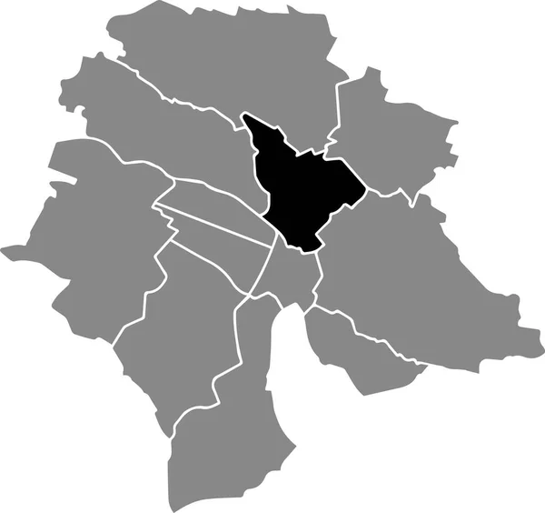 瑞士苏黎世州首府城市灰色区域内Kreis 6区的黑色位置图 — 图库矢量图片