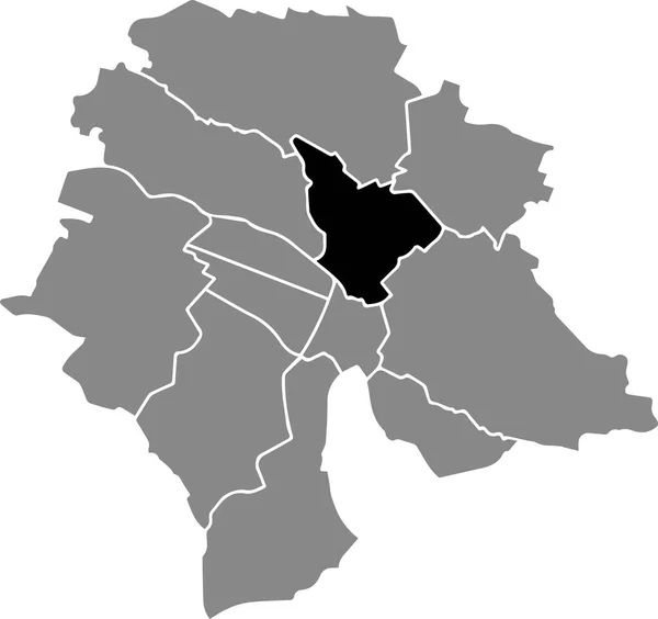 スイスのチューリッヒ市の灰色の都市部の地図の中のクリス6地区の黒い場所 — ストックベクタ