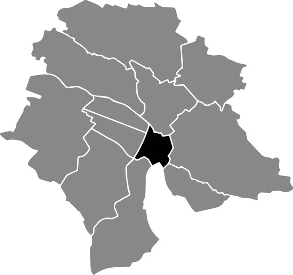 クリス1アルトシュタット地区の黒い地図スイスのチューリッヒ市の灰色の都市部の地図 — ストックベクタ