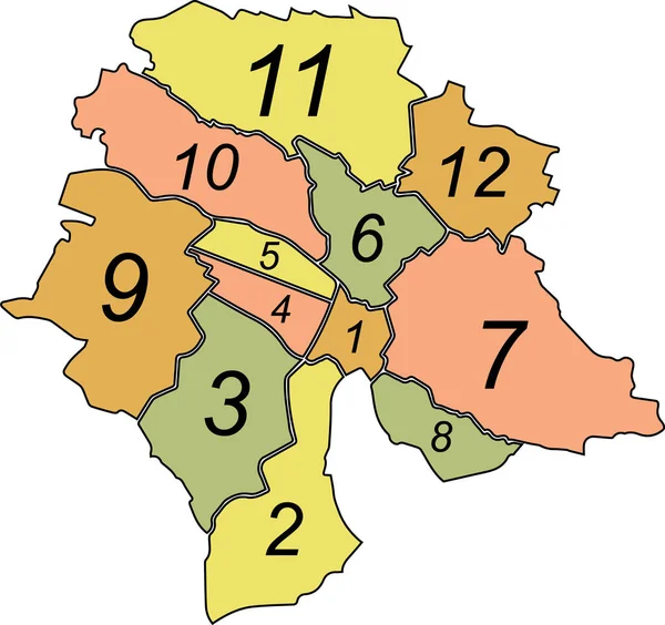 Simple Mapa Vectorial Pastel Con Bordes Negros Etiquetas Con Los — Archivo Imágenes Vectoriales