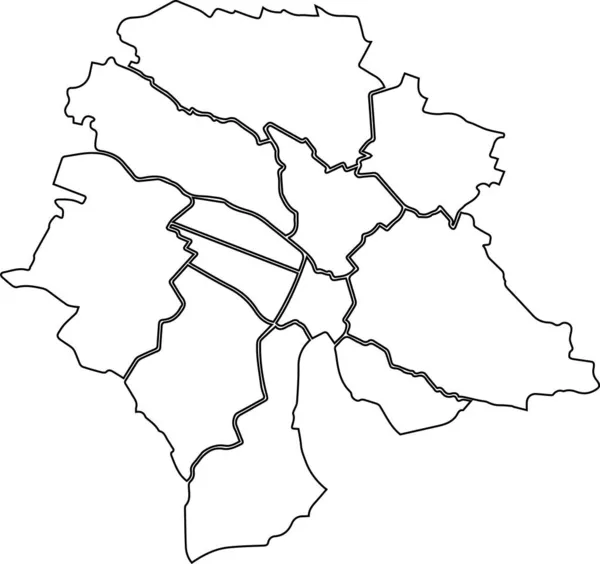 Prosta Biała Mapa Wektorowa Czarnymi Granicami Miejskich Dzielnic Zurychu Szwajcaria — Wektor stockowy