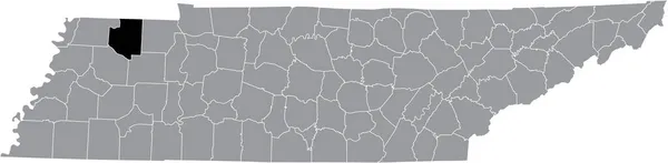 Abd Nin Tennessee Eyaletinin Gri Idari Haritasında Zayıf Lçenin Siyah — Stok Vektör