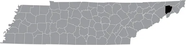 Карта Местонахождения Округа Вашингтон Серой Административной Карте Федерального Штата Теннесси — стоковый вектор