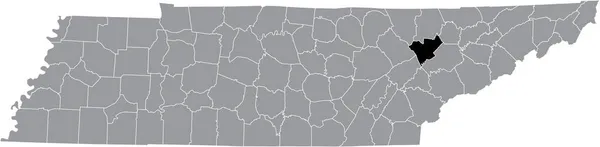 Schwarz Hervorgehobene Lagekarte Des Anderson County Innerhalb Der Grauen Verwaltungskarte — Stockvektor