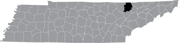 Abd Nin Tennessee Eyaletinin Gri Idari Haritasında Campbell Ilçesinin Siyah — Stok Vektör