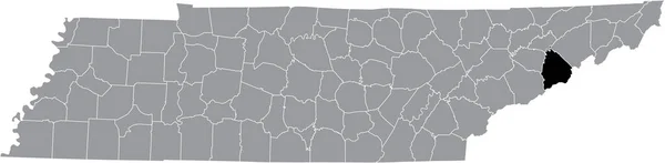 Black Podkreślił Mapę Lokalizacji Cocke County Wewnątrz Szarej Mapy Administracyjnej — Wektor stockowy