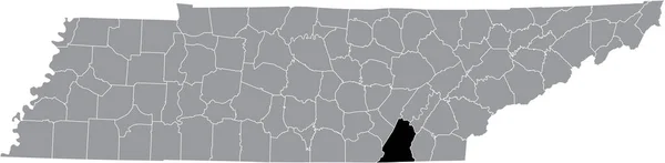 Карта Местонахождения Округа Гамильтон Серой Административной Карте Федерального Штата Теннесси — стоковый вектор