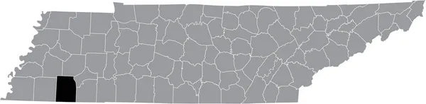 Карта Местонахождения Округа Хардеман Серой Административной Карте Федерального Штата Теннесси — стоковый вектор