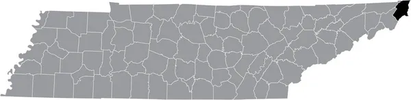 Abd Nin Tennessee Eyaletinin Gri Idari Haritasında Johnson County Nin — Stok Vektör