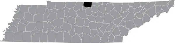 米国テネシー州の灰色の行政地図の中のメイコン郡の黒いハイライトされた場所の地図 — ストックベクタ