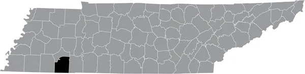 テネシー州連邦政府の灰色の行政地図の中のマクナアリー郡の黒いハイライトされた場所の地図 — ストックベクタ