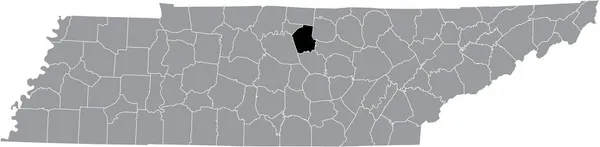 アメリカ合衆国テネシー州の灰色の行政地図の中でスミス郡のブラックハイライトされた位置図 — ストックベクタ