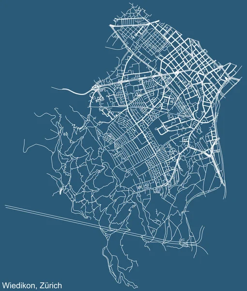 Dibujo Técnico Detallado Navegación Carreteras Urbanas Mapa Sobre Fondo Azul — Archivo Imágenes Vectoriales
