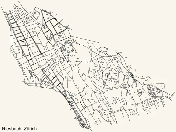 Детальна Навігаційна Карта Міських Вуличних Доріг Вінтажному Бежевому Тлі Кварталу — стоковий вектор